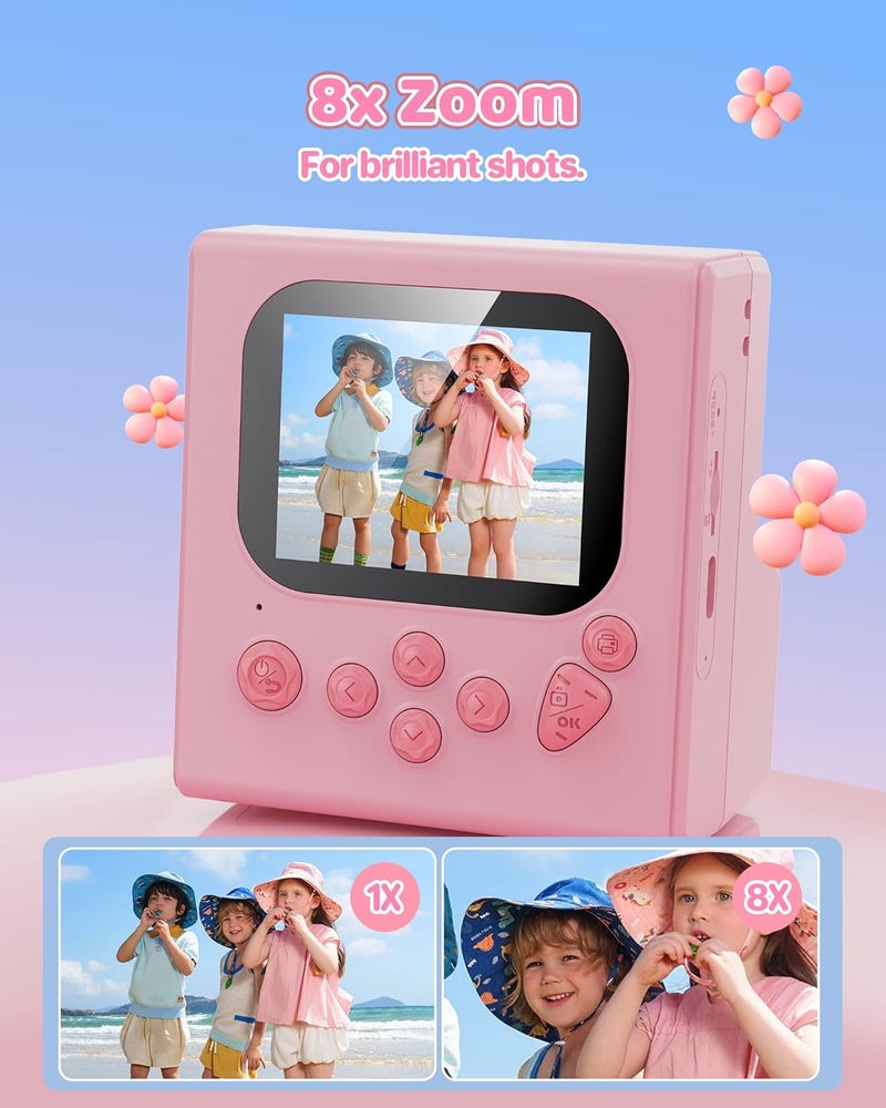 HODDRCCN Kids Camera Instant Print Pink: 32G Instant Print Camera for Kids -1080P HD - Christmas Birthday for Girls Age 3-12 - Ideal Toy for 3 4 5 6 7 8 9 10 11 12 Girls Boys - Image 4